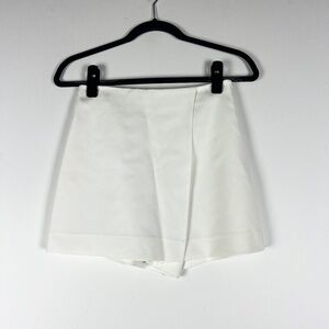 NEW Zara Crepe Draped Overlay Faux Wrap Mini Skort Skirt Shorts White XS